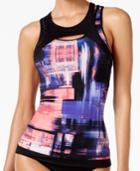 Calvin Klein Techno Printed Mesh-insert Tankini Top Women's Swimsuit
