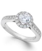 Marchesa Certified Diamond Halo Engagement Ring In 18k White Gold (1-1/4 Ct. T.w.)