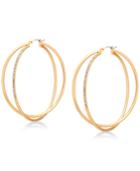 Guess Gold-tone Pave Intertwined Hoop Earrings