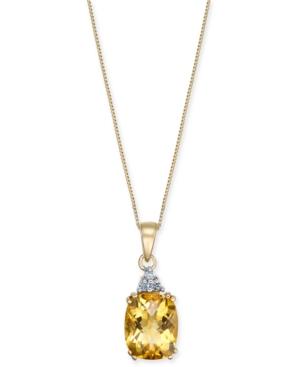 Citrine (2-3/4 Ct. T.w.) & Diamond Accent 18 Pendant Necklace In 14k Gold