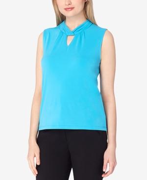 Tahari Asl Petite Twist-neck Keyhole Shell