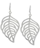 Touch Of Silver Stylised Leaf Drop Earrings In Silver-plating