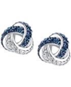 Unwritten Silver-tone Crystal Knot Stud Earrings