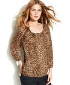 Michael Michael Kors Petite Leopard-print Peasant Top