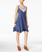 Style & Co Crochet-trim Ruffled-hem Dress, Only At Macy's
