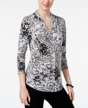 Charter Club Printed V-neck Top, Created For Macy's