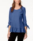 Style & Co Jacquard Tie-sleeve Top, Created For Macy's