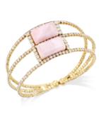 Macy's Gold-tone Pink Stone Pave Flexible Spring Cuff Bracelet