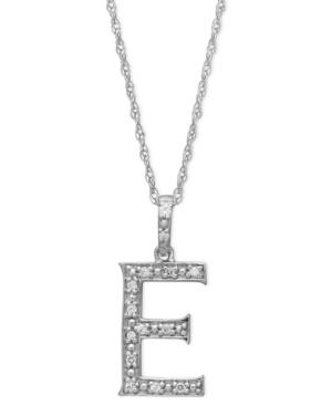 14k White Gold Necklace, Diamond Accent Letter E