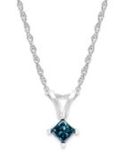 10k White Gold Blue Diamond Pendant Necklace (1/6 Ct. T.w.)