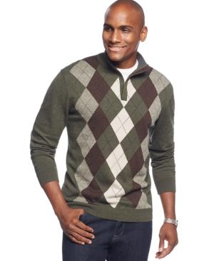 Tasso Elba Quarter-zip Argyle Pullover, Only At Macy's