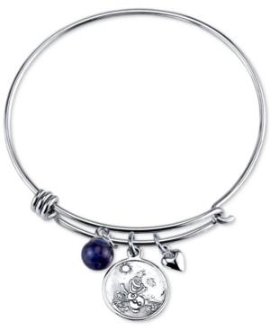 Disney Frozen Olaf Charm Bangle Bracelet In Stainless Steel With Silver-plated Charms