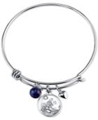 Disney Frozen Olaf Charm Bangle Bracelet In Stainless Steel With Silver-plated Charms