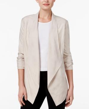 Jm Collection Faux-suede Open-front Jacket, Only At Macy's