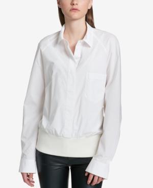 Dkny Mixed-media Ribbed Shirt