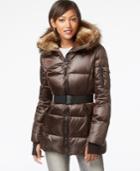 S13/nyc Faux-fur-hood Belted Puffer Coat