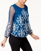 Alfani Embroidered Mesh Top, Created For Macy's