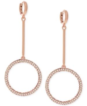 Vince Camuto Rose Gold-tone Huggy Hoop Pave Drop Earrings