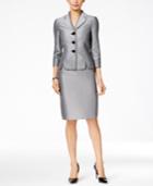Le Suit Three-button Herringbone Skirt Suit