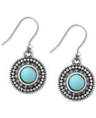Lucky Brand Silver-tone Reconstituted Turquoise Drop Earrings