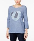 Style & Co. Patchwork-heart Roll-tab Top, Only At Macy's