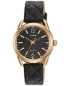 Citizen Drive From Citizen Eco-drive Women's Black Quilted Leather Strap Watch 34mm Fe6083-13e