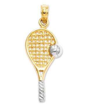 14k Gold And Sterling Silver Charm, 3d Tennis Racquet Charm