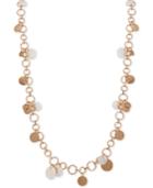 Anne Klein Gold-tone & Mother-of-pearl Shaky Disk Necklace