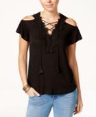 Jessica Simpson Lace-up Cold-shoulder Top