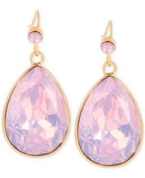 M. Haskell Gold-tone Pink Teardrop Faceted Stone Drop Earrings
