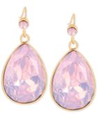 M. Haskell Gold-tone Pink Teardrop Faceted Stone Drop Earrings