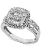 Diamond Baguette Cluster Engagement Ring (1 Ct. T.w.) In 14k White Gold