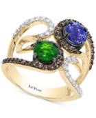 Le Vian Chocolatier Neo Geo Multi-gemstone (1-3/8 Ct. T.w.) And Diamond (5/8 Ct. T.w.) Swirl Ring In 14k Gold, Only At Macy's