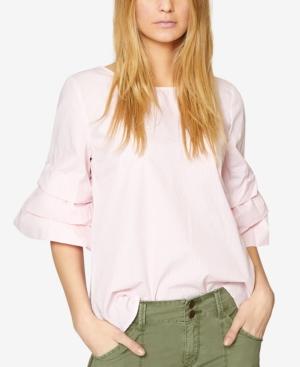 Sanctuary Cotton Tucked-sleeve Blouse