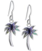 Giani Bernini Iridescent Inlay Palm Tree Drop Earrings In Sterling Silver, Only At Macy's