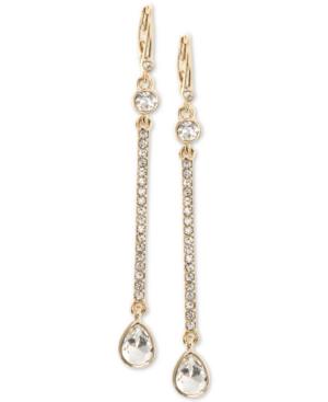 Dkny Gold-tone Crystal Linear Drop Earrings