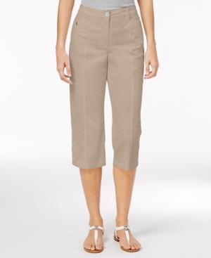 Karen Scott Petite Button-hem Twill Capri Pants, Only At Macy's