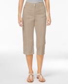 Karen Scott Petite Button-hem Twill Capri Pants, Only At Macy's