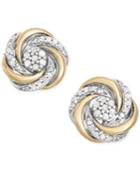 Diamond Swirl Stud Earrings (1/10 Ct. T.w.) In 14k Gold And Sterling Silver
