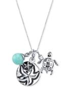 Unwritten Starfish Charm And Amazonite (8mm) Necklace In Stainless Steel
