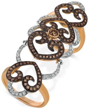 Le Vian Chocolatier Diamond Knuckle Ring (1-1/3 Ct. T.w.) In 14k Rose And White Gold