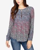 Lucky Brand Printed Pleated Blouse