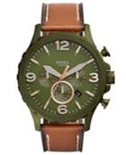 Fossil Men's Chronograph Nate Brown Leather Strap Watch 50mm