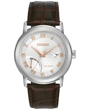 Citizen Men's Eco-drive Brown Leather Strap Watch 41mm Aw7020-00a