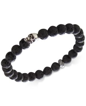Degs & Sal Men's Manufactured Turquoise Skull Bracelet In Sterling Silver (also In Tiger's Eye, Lava Rock & Onyx)