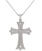 Diamond Vintage Cross Pendant Necklace In Sterling Silver (1/4 Ct. T.w.)