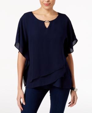 Jm Collection Layered Tulip-hem Top, Created For Macy's