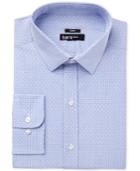 Bar Iii Men's Slim-fit Stretch Max Blue Diamond Windowpane Dress Shirt, Only At Macy's