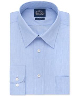 Eagle Men's Slim-fit Non-iron Blue Crystal Micro-stripe Dress Shirt