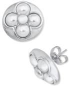 Majorica Sterling Silver Imitation Pearl Flower Stud Earrings